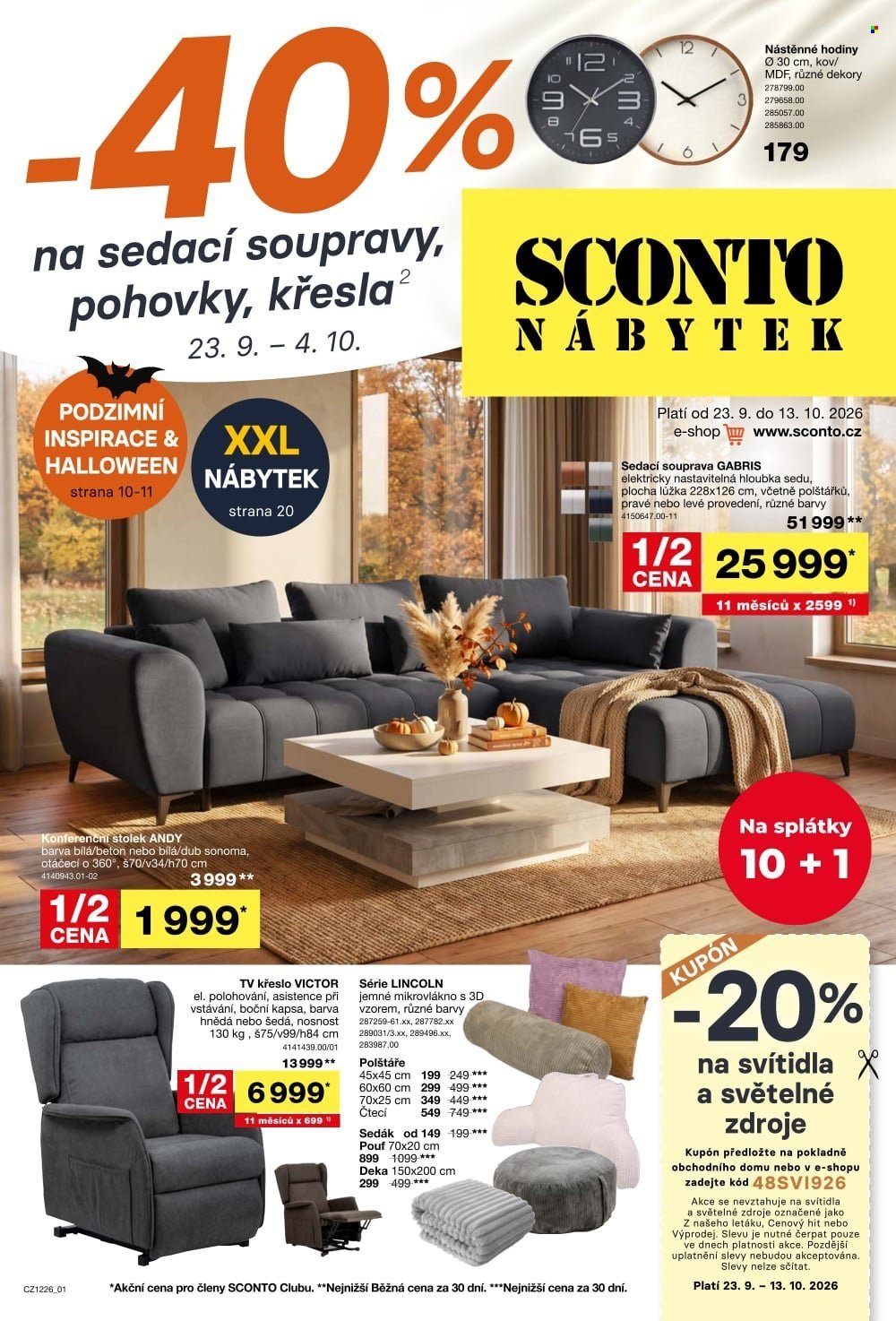 SCONTO NÁBYTEK leták - -40% na sedací soupravy, pohovky, křesla