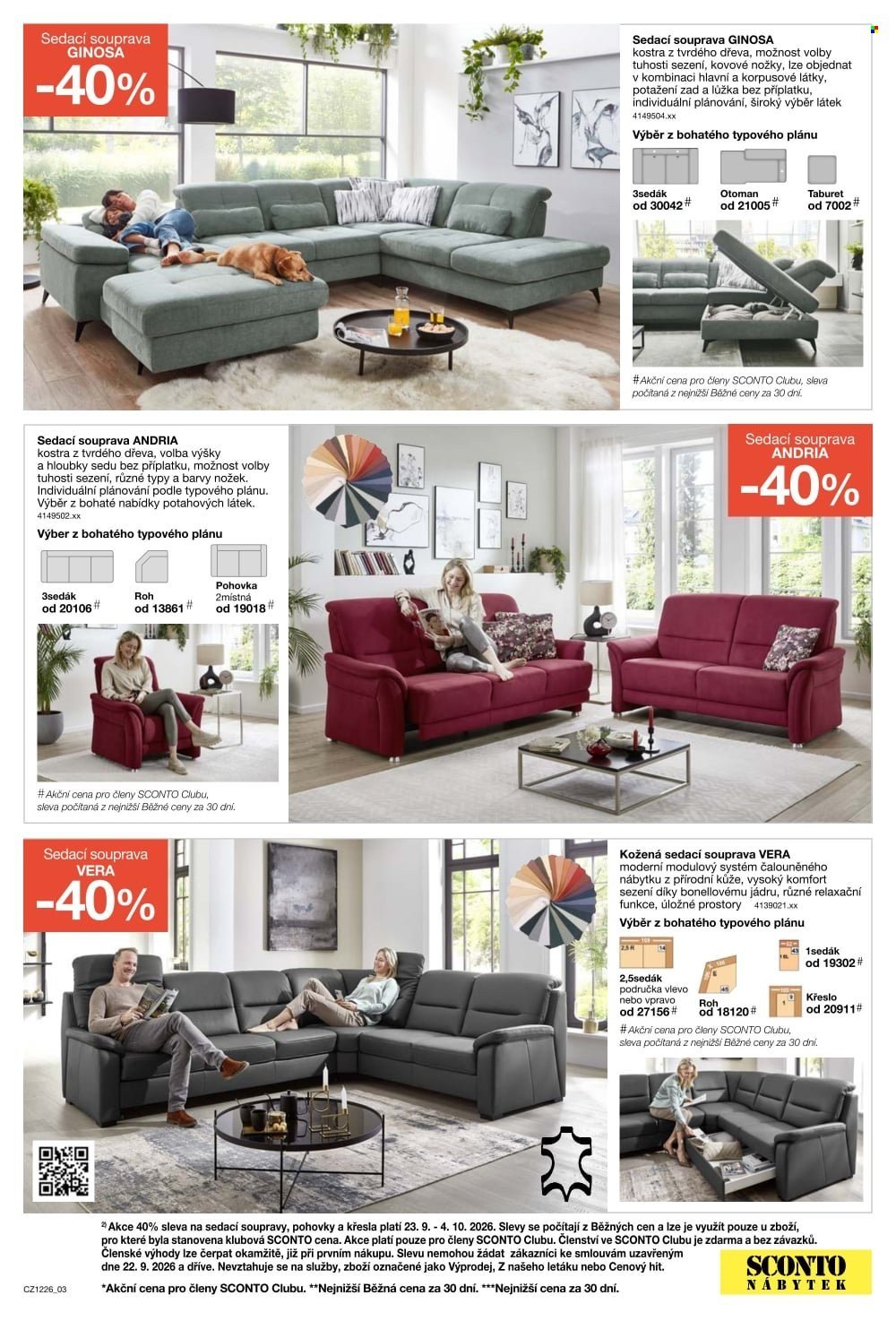 SCONTO NÁBYTEK leták - -40% na sedací soupravy, pohovky, křesla