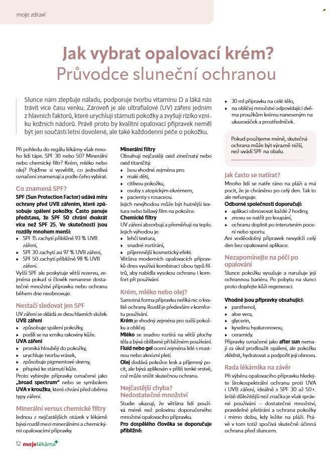 MOJELEKARNA.CZ leták - Červenec/Srpen