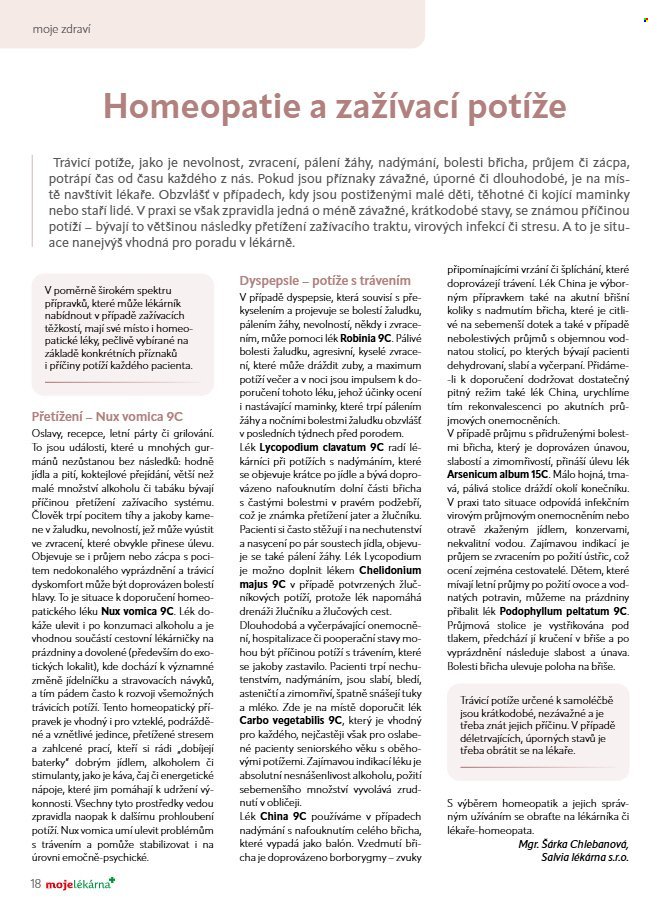 MOJELEKARNA.CZ leták - Červenec/Srpen
