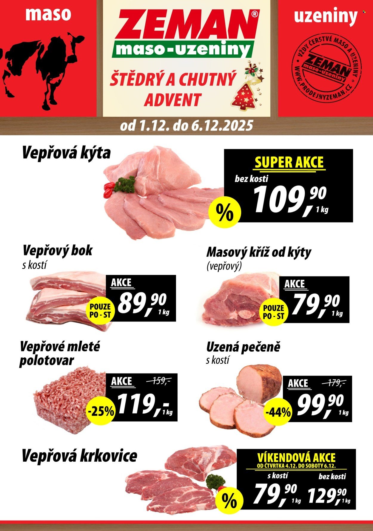 ZEMAN MASO-UZENINY leták - Od pondělí 1.12.2025 (2025-12-01 - 2025-12-06)