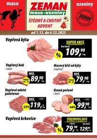 ZEMAN MASO-UZENINY leták - Od pondělí 1.12.2025 (2025-12-01 - 2025-12-06)