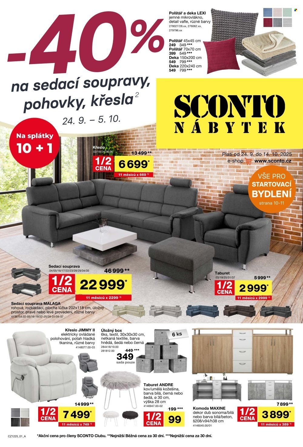SCONTO NÁBYTEK leták - -40% na sedací soupravy, pohovky, křesla (2025-09-24 - 2025-10-14)