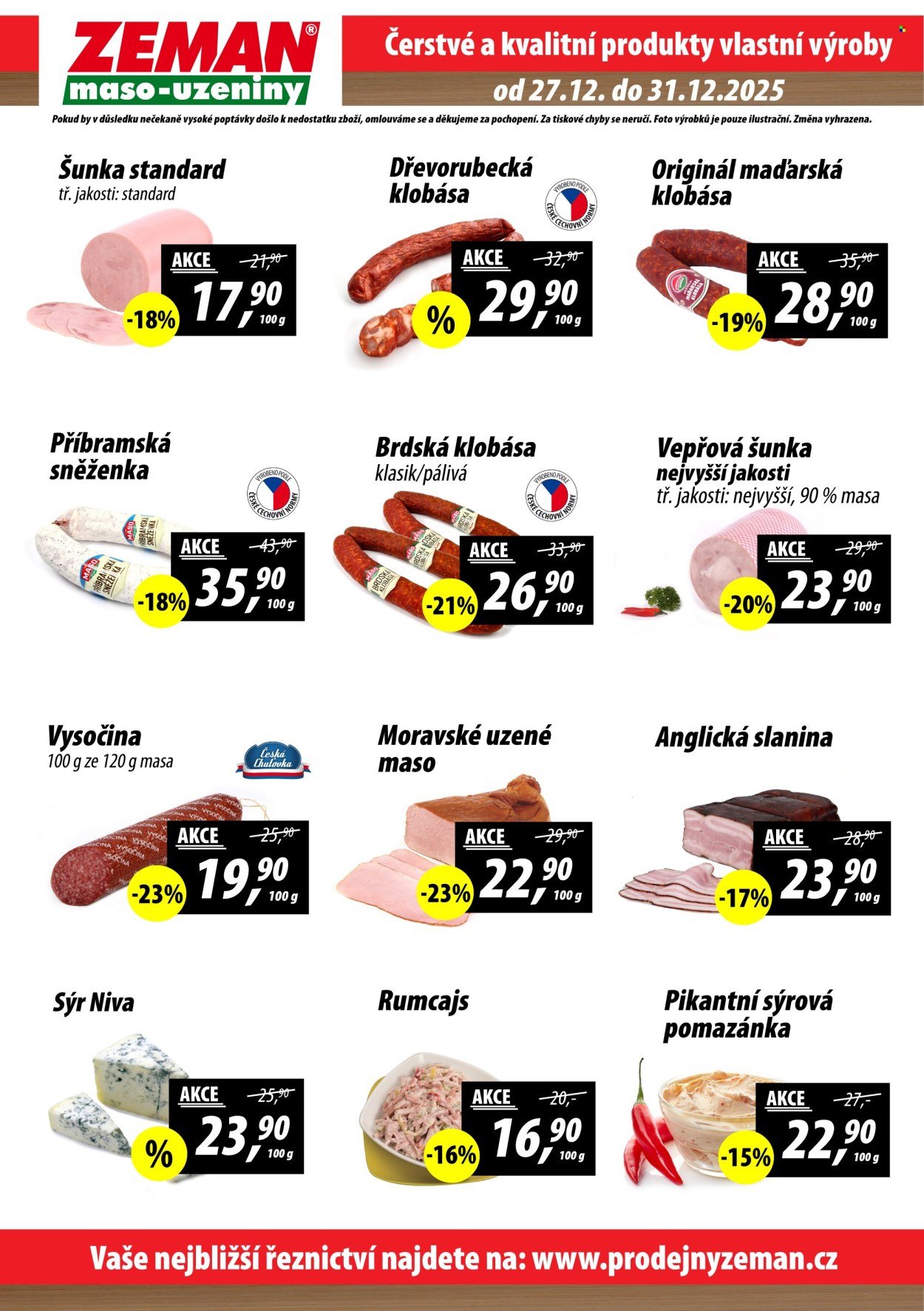 ZEMAN MASO-UZENINY leták - Od soboty 27.12.2025 (2025-12-27 - 2025-12-31)