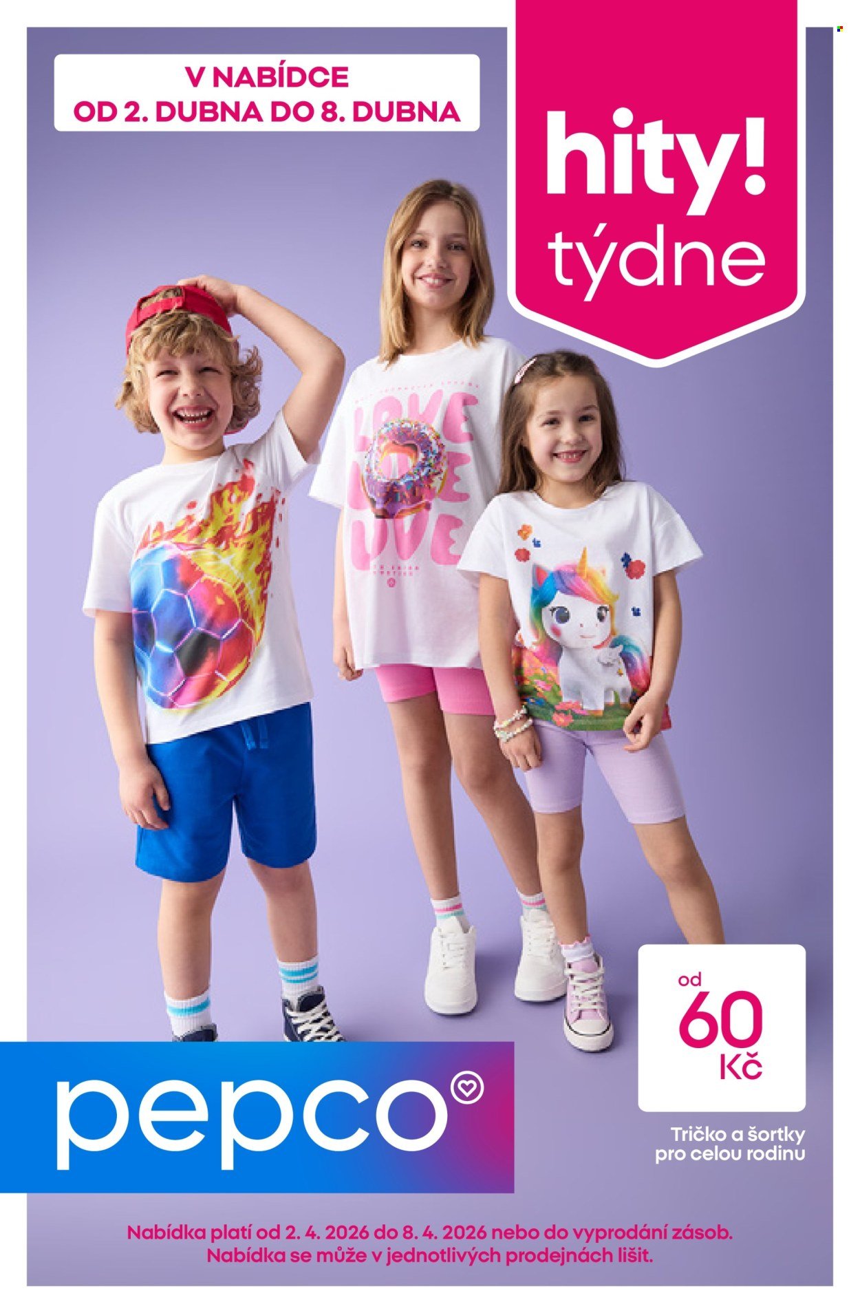 PEPCO leták - Trička a šortky (2026-04-02 - 2026-04-08)