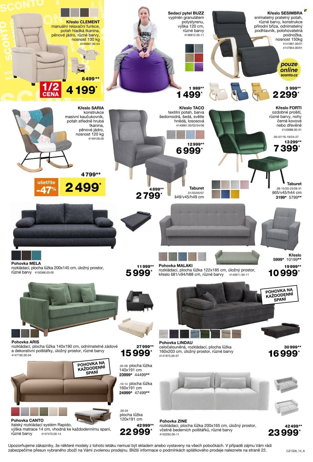 SCONTO NÁBYTEK leták - -40% na ložnice, postele, matrace, rošty, šatní skříně, komody, noční stolky