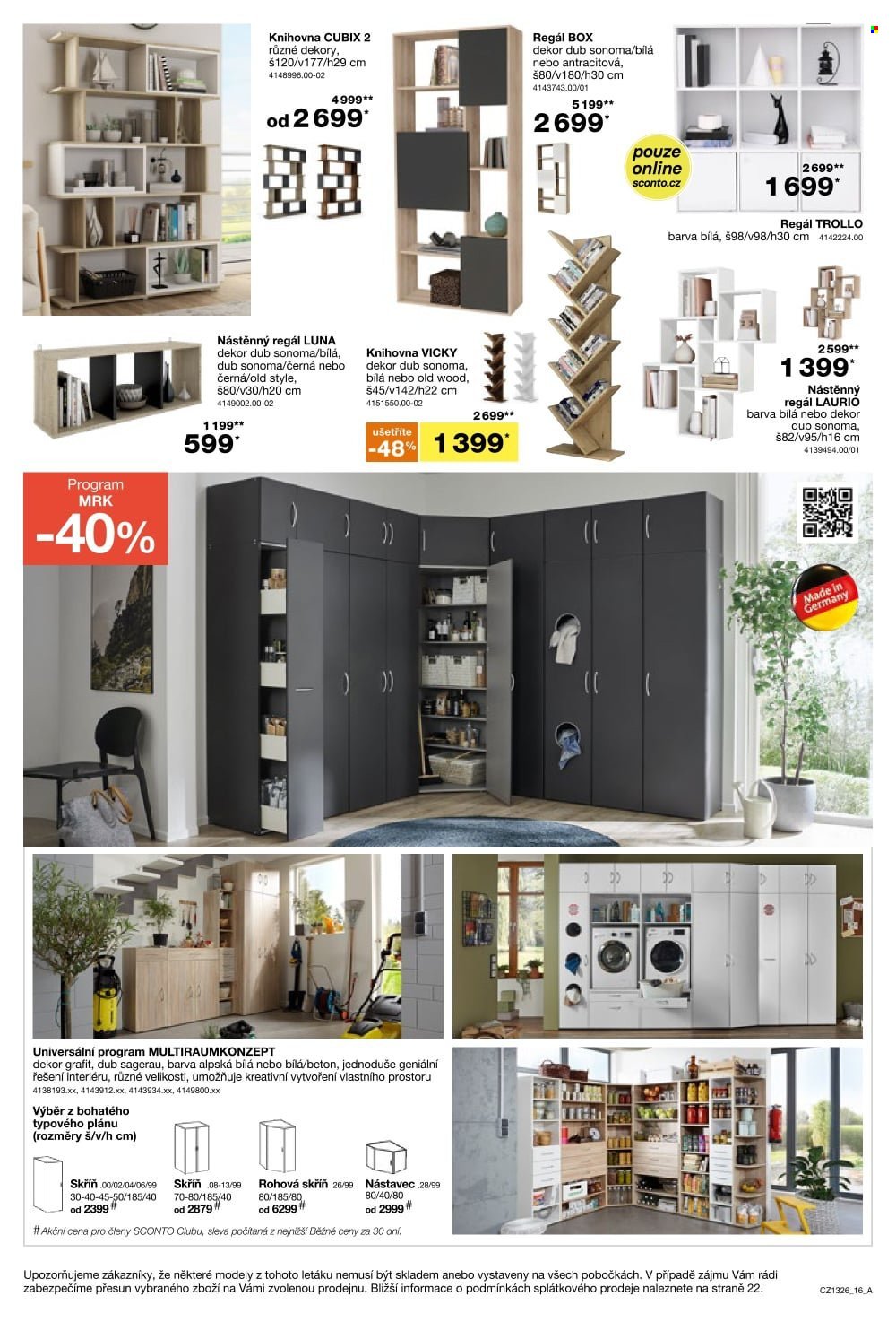SCONTO NÁBYTEK leták - -40% na ložnice, postele, matrace, rošty, šatní skříně, komody, noční stolky