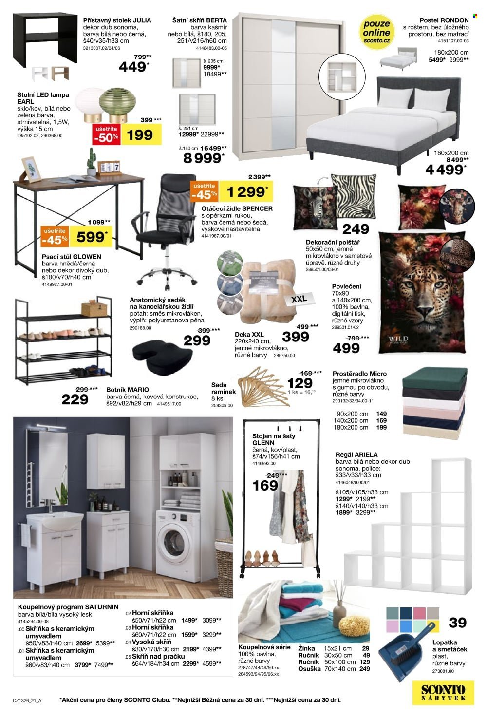 SCONTO NÁBYTEK leták - -40% na ložnice, postele, matrace, rošty, šatní skříně, komody, noční stolky