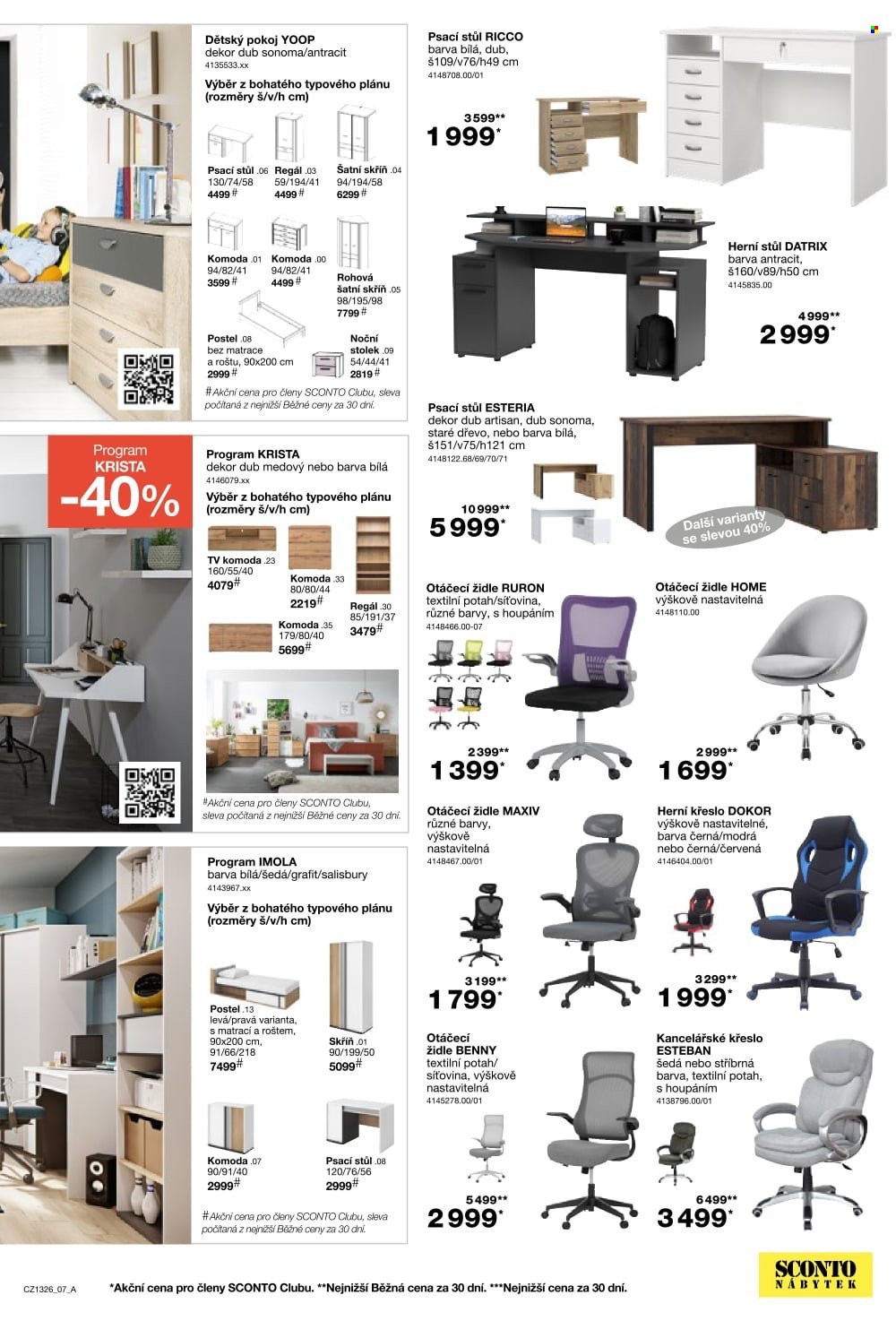 SCONTO NÁBYTEK leták - -40% na ložnice, postele, matrace, rošty, šatní skříně, komody, noční stolky