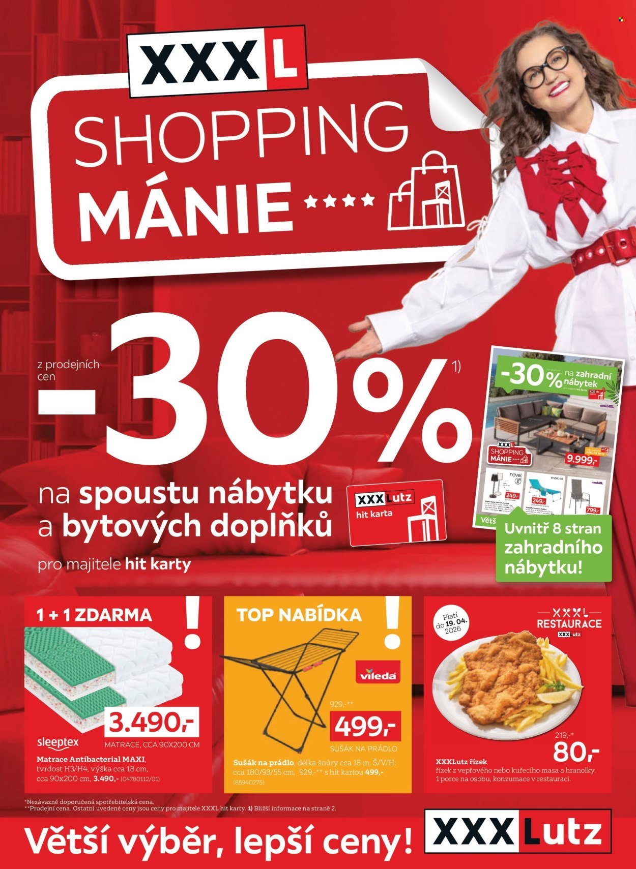 XXXLUTZ leták - Sleva 30 % na téměř vše (2026-04-07 - 2026-04-19)