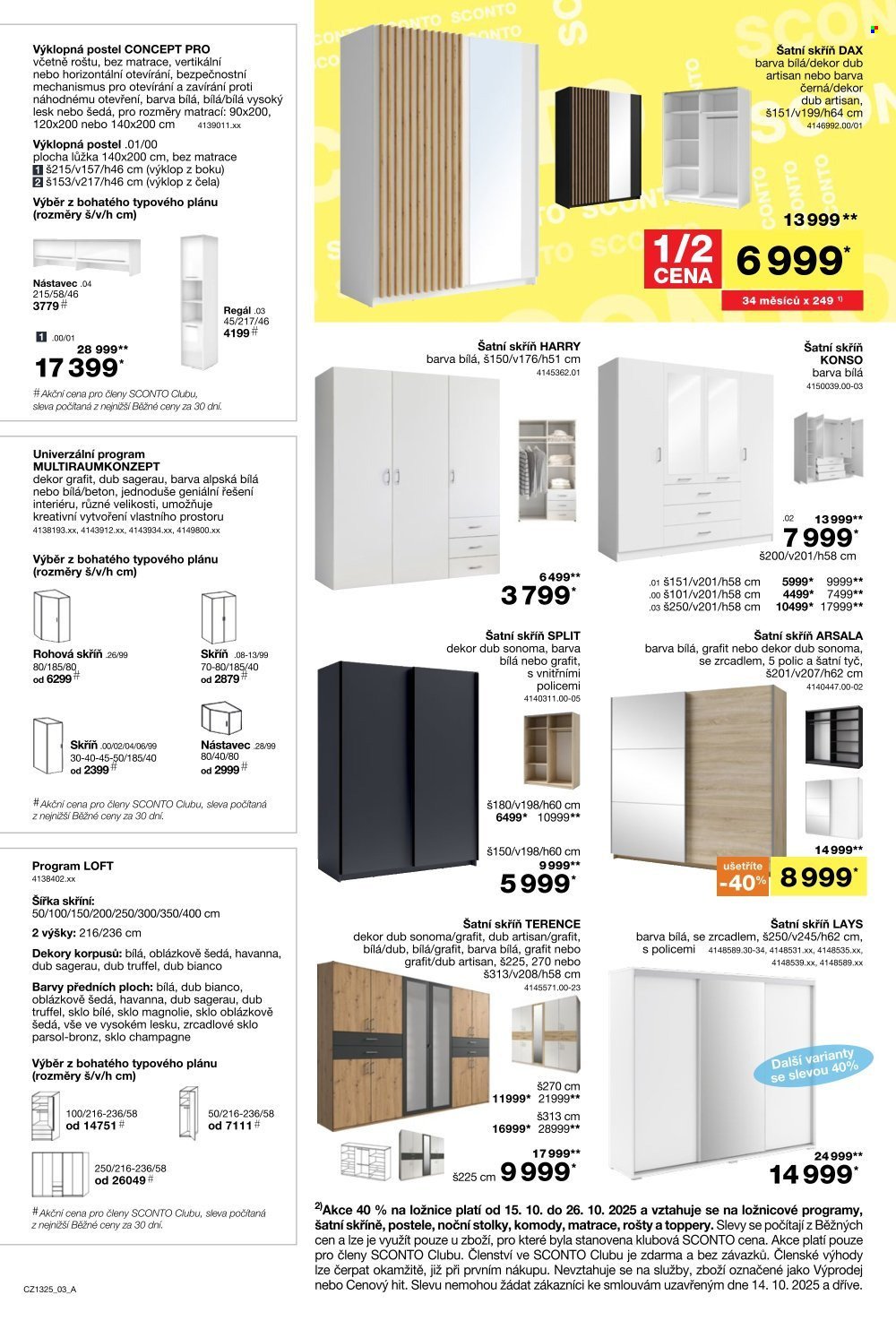 SCONTO NÁBYTEK leták - -40% na ložnice, postele, matrace, rošty, šatní skříně, komody, noční stolky (2025-10-15 - 2025-11-04)