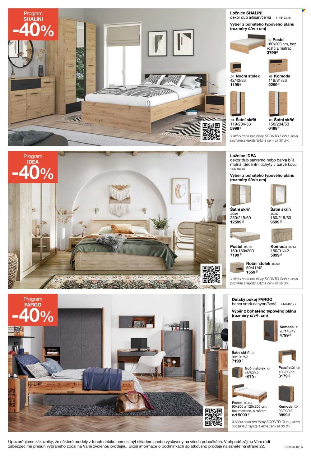 SCONTO NÁBYTEK leták - -40% na ložnice, postele, matrace, rošty, šatní skříně, komody, noční stolky (2026-03-25 - 2026-04-21)