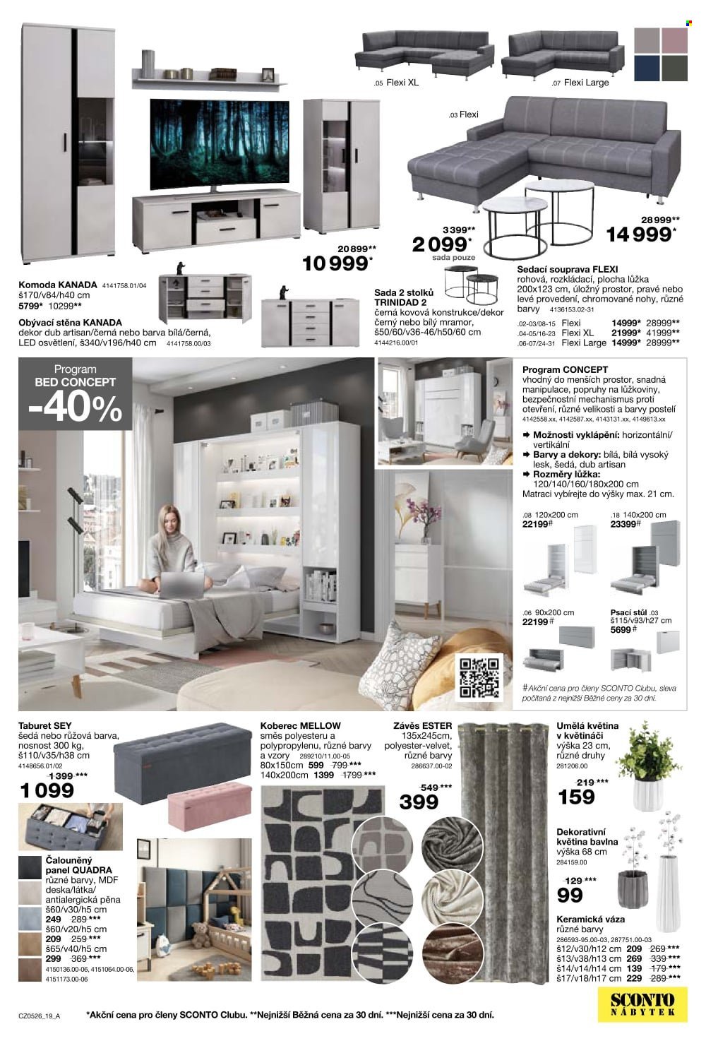 SCONTO NÁBYTEK leták - -40% na ložnice, postele, matrace, rošty, šatní skříně, komody, noční stolky (2026-03-25 - 2026-04-21)