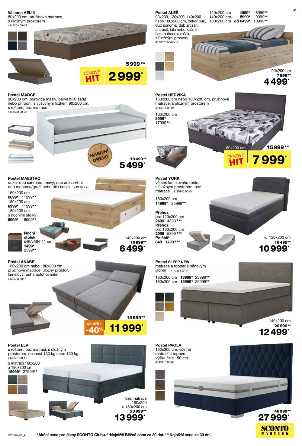 SCONTO NÁBYTEK leták - -40% na ložnice, postele, matrace, rošty, šatní skříně, komody, noční stolky (2026-03-25 - 2026-04-21)