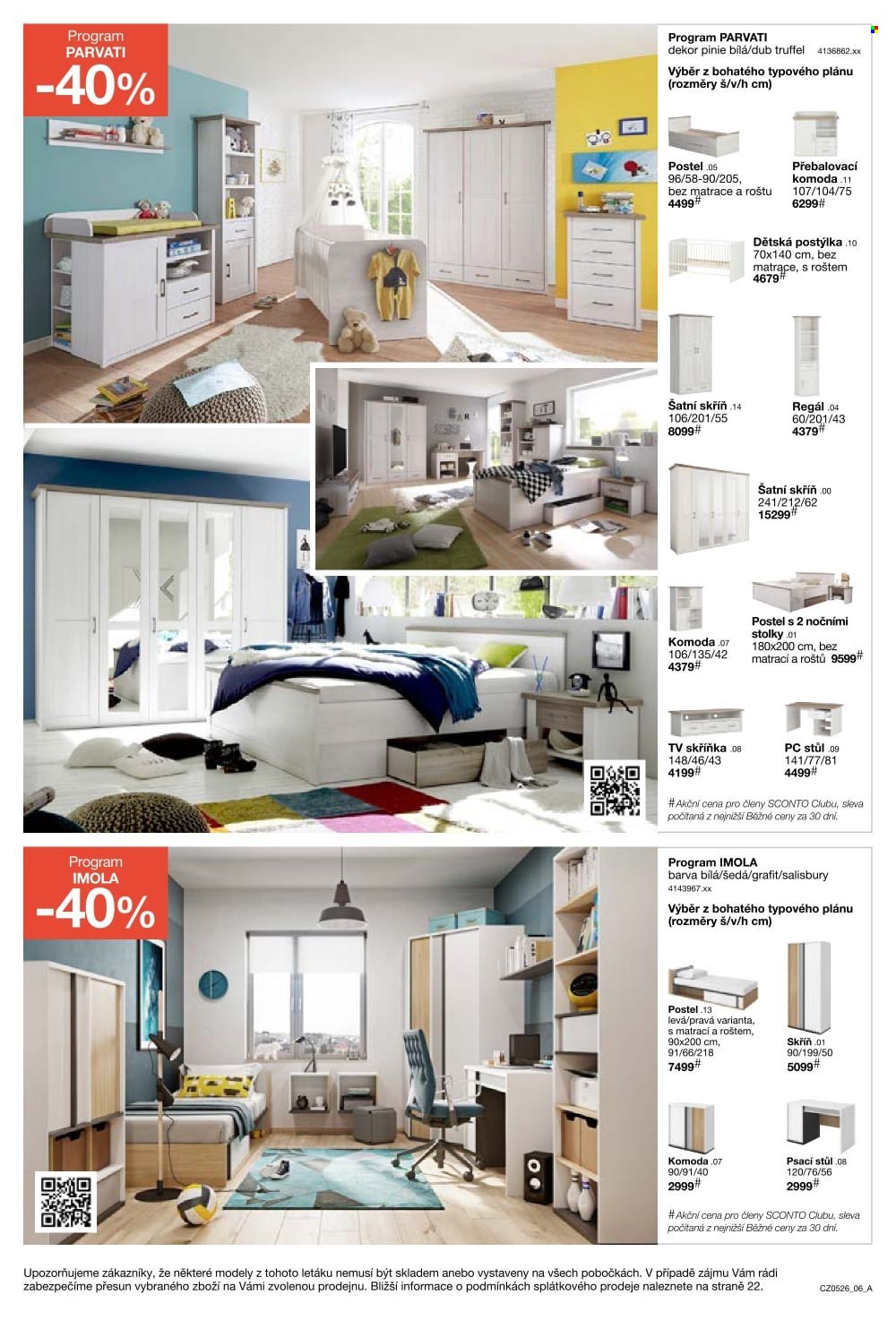 SCONTO NÁBYTEK leták - -40% na ložnice, postele, matrace, rošty, šatní skříně, komody, noční stolky (2026-03-25 - 2026-04-21)