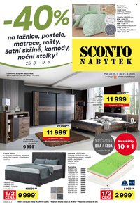 SCONTO NÁBYTEK leták - -40% na ložnice, postele, matrace, rošty, šatní skříně, komody, noční stolky (2026-03-25 - 2026-04-21)