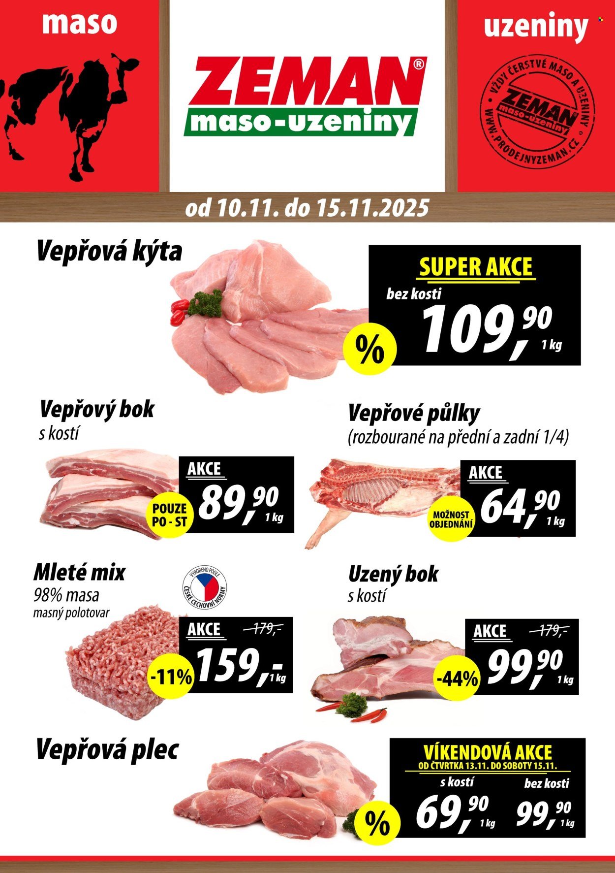 ZEMAN MASO-UZENINY leták - Od pondělí 10.11.2025 (2025-11-10 - 2025-11-15)