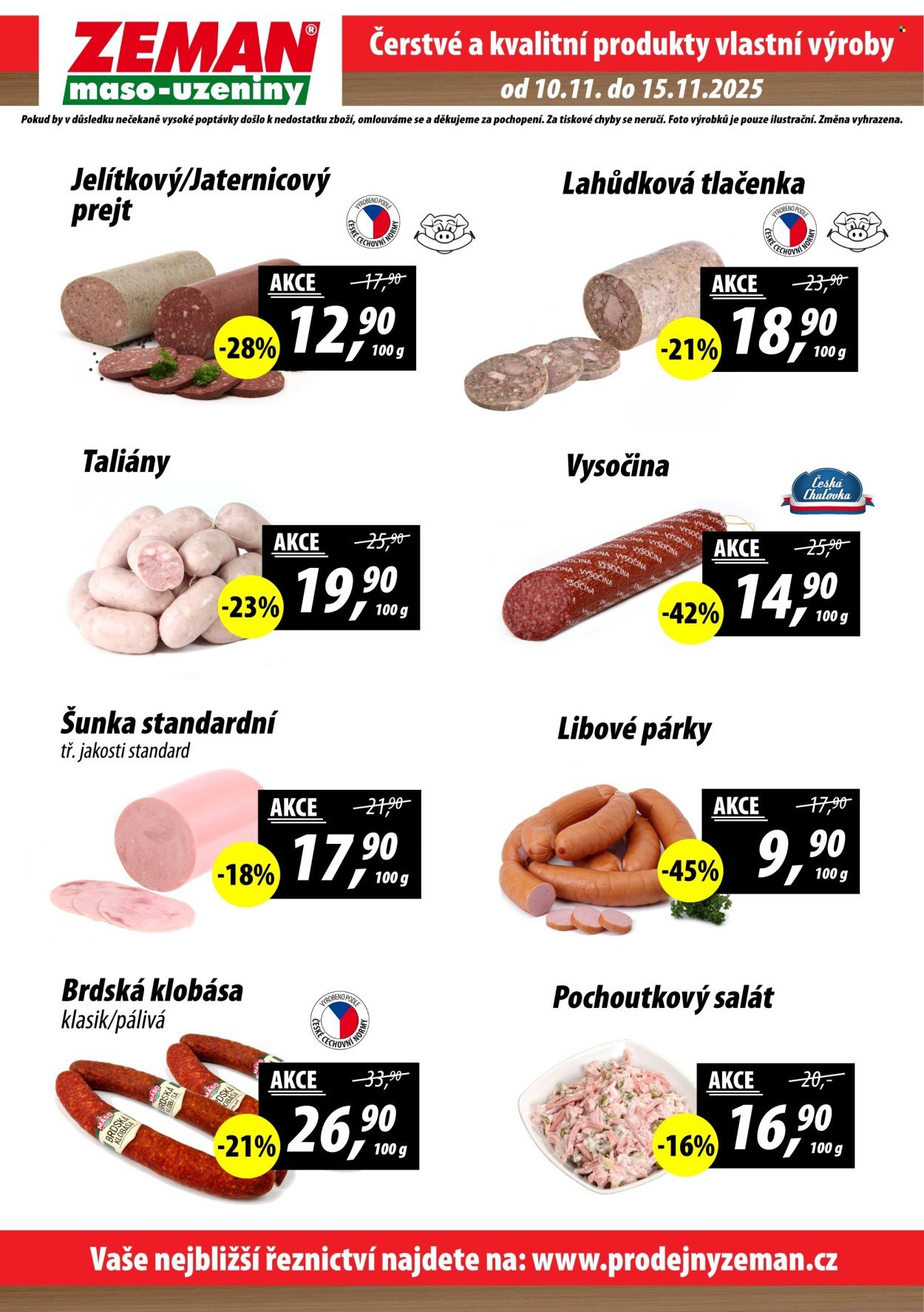 ZEMAN MASO-UZENINY leták - Od pondělí 10.11.2025 (2025-11-10 - 2025-11-15)