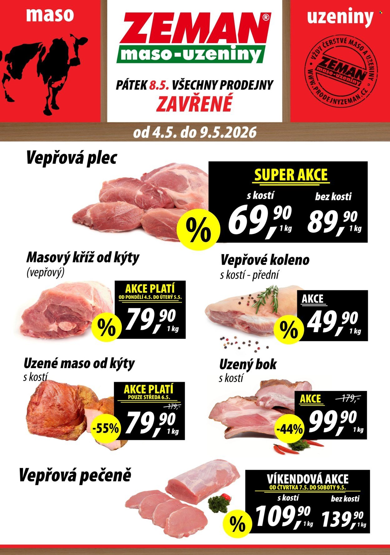 ZEMAN MASO-UZENINY leták - Od pondělí 4.5.2026 (2026-05-04 - 2026-05-09)