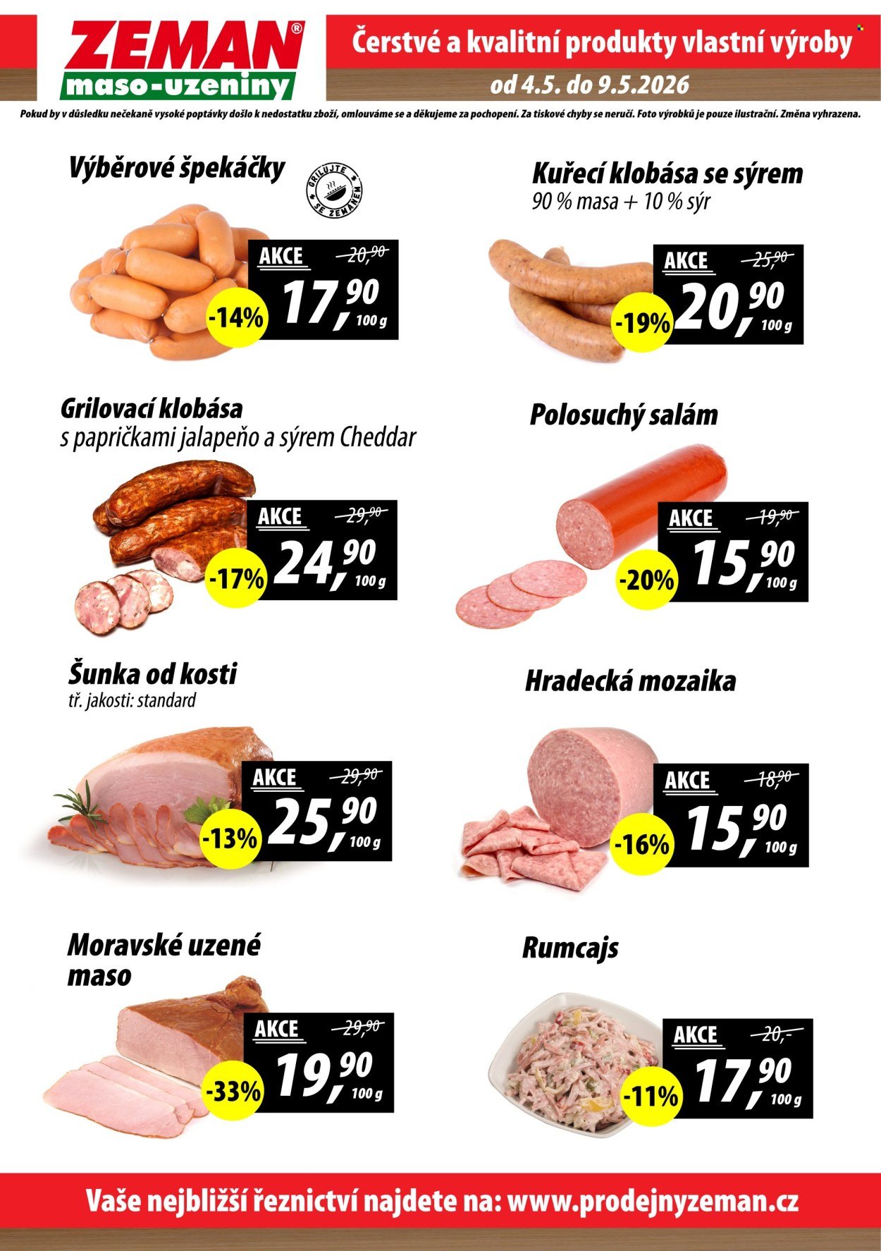 ZEMAN MASO-UZENINY leták - Od pondělí 4.5.2026 (2026-05-04 - 2026-05-09)