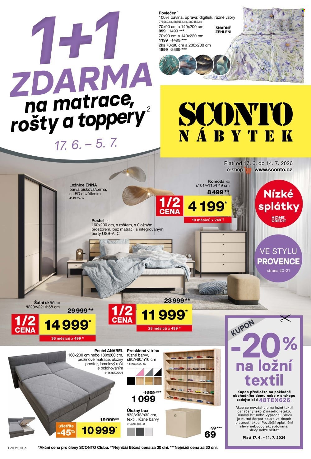 SCONTO NÁBYTEK leták - 1+1 zdarma na matrace, rošty a toppery