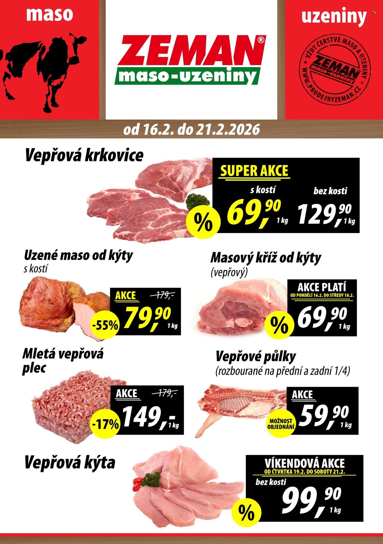 ZEMAN MASO-UZENINY leták - Od pondělí 16.2.2026 (2026-02-16 - 2026-02-21)