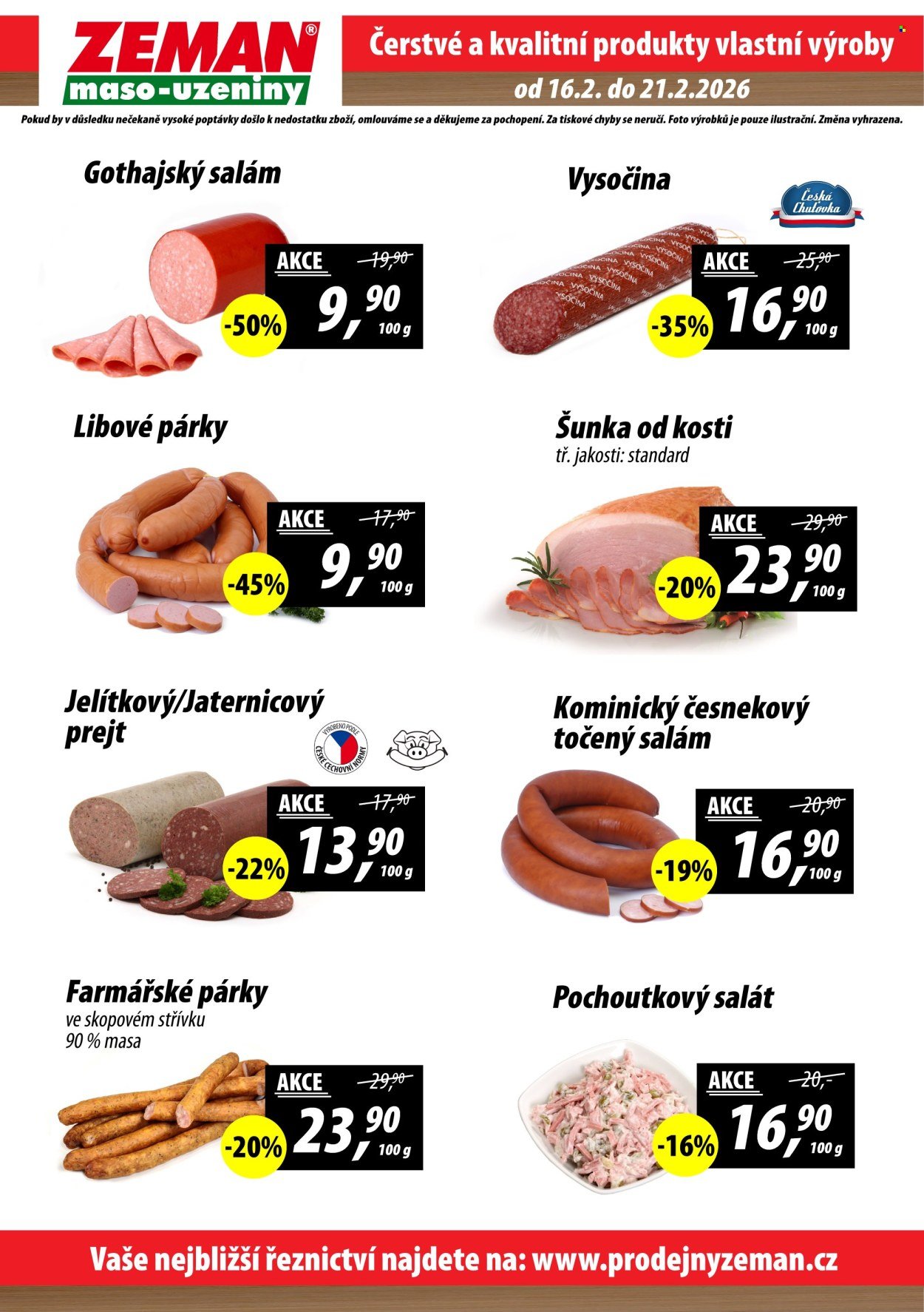 ZEMAN MASO-UZENINY leták - Od pondělí 16.2.2026 (2026-02-16 - 2026-02-21)