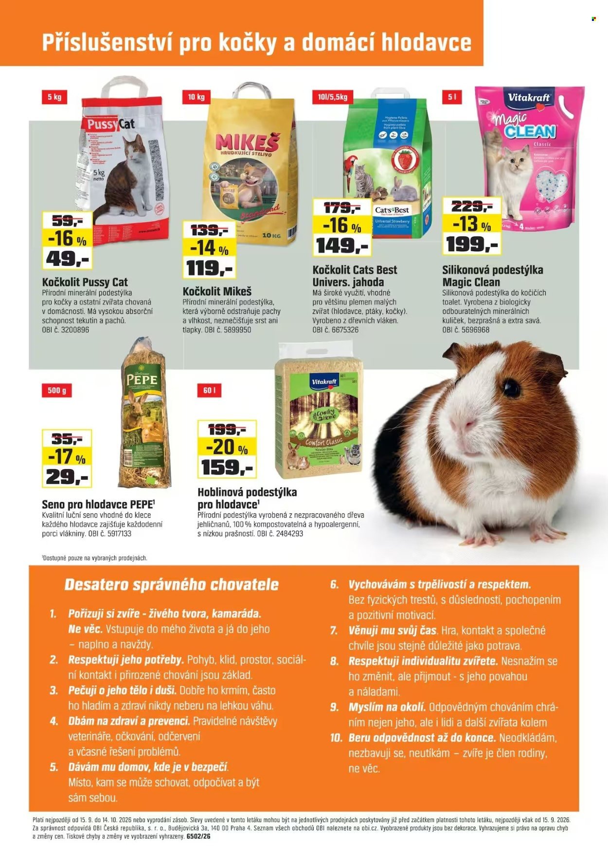OBI leták - Kvalitní sortiment chovatelských potřeb