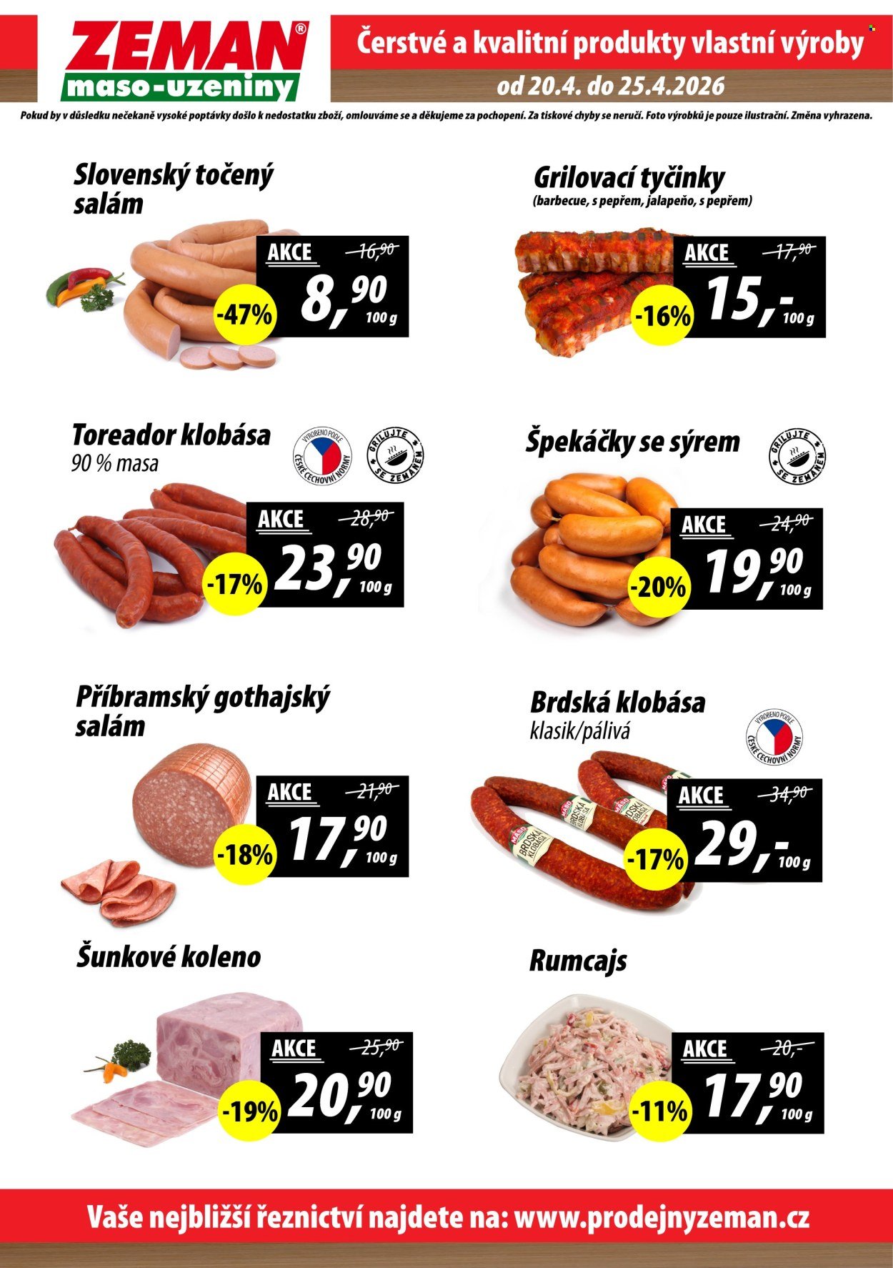 ZEMAN MASO-UZENINY leták - Od pondělí 20.4.2026 (2026-04-20 - 2026-04-25)