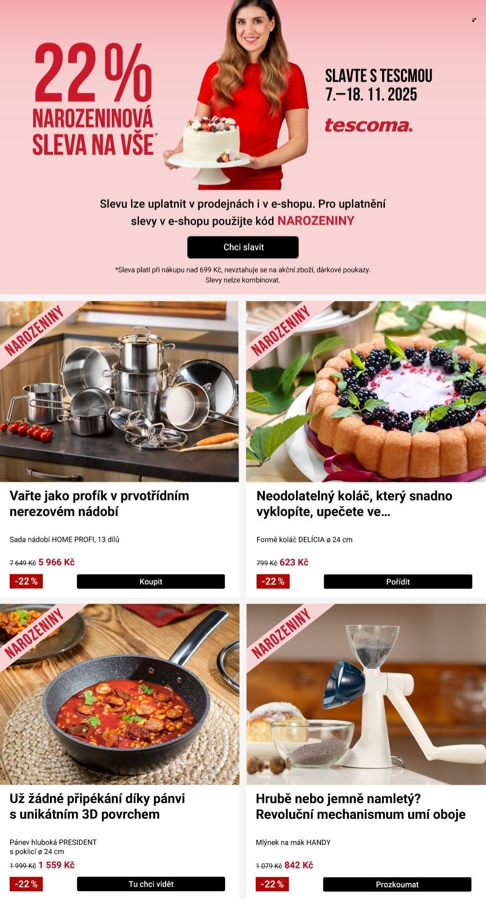 TESCOMA leták - 22% narozeninová sleva na vše (2025-11-07 - 2025-11-18)