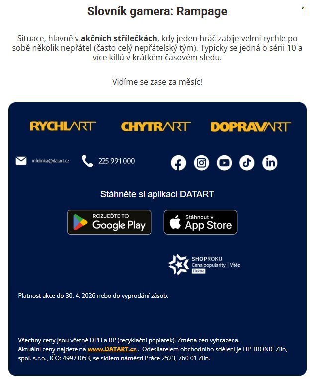 DATART leták - Zacíleno na hráče (2026-04-27 - 2026-04-30)