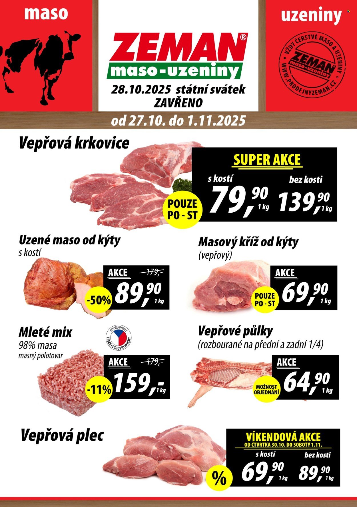 ZEMAN MASO-UZENINY leták - Od pondělí 27.10.2025 (2025-10-27 - 2025-11-01)