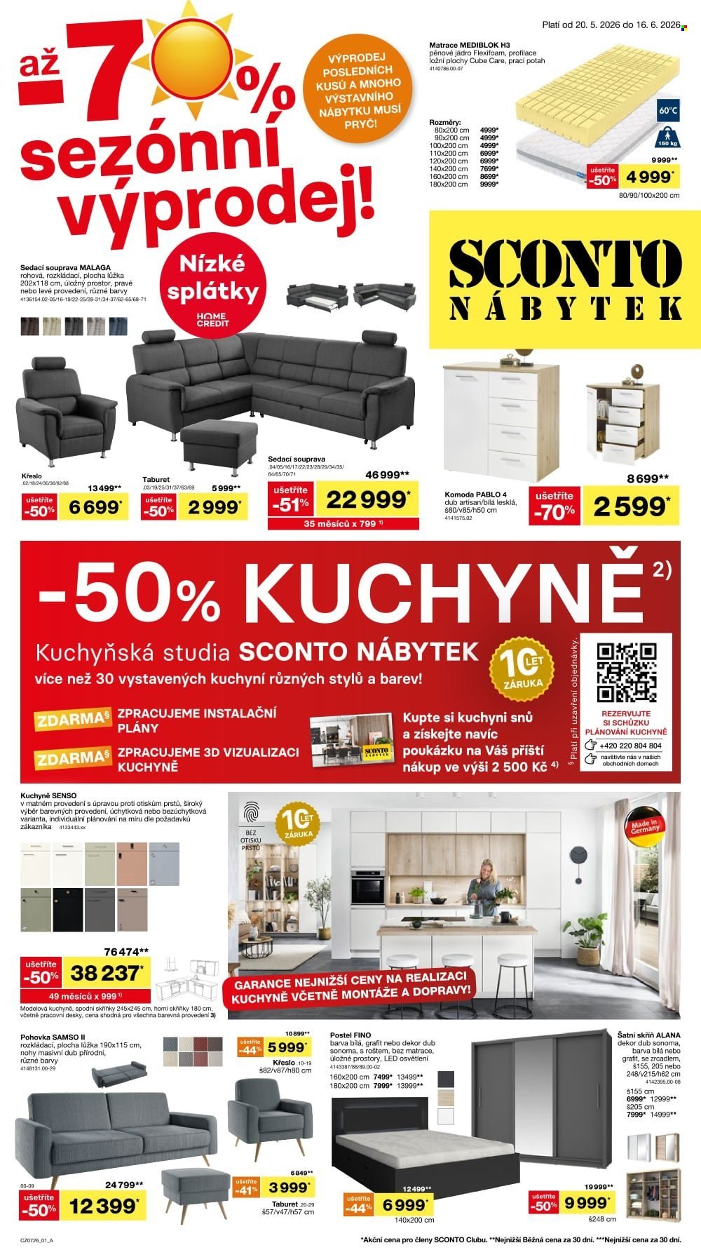 SCONTO NÁBYTEK leták - Až -70% sezónní výprodej! (2026-05-20 - 2026-06-16)