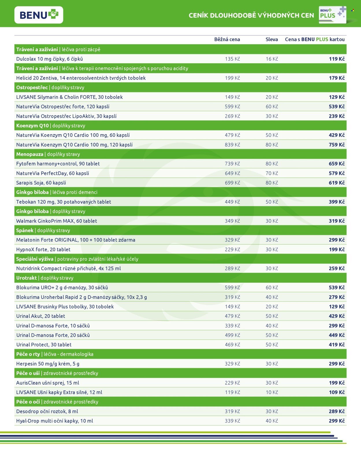 BENU LÉKÁRNA leták - Dlouhodobě výhodné ceny (2025-11-01 - 2025-11-30)