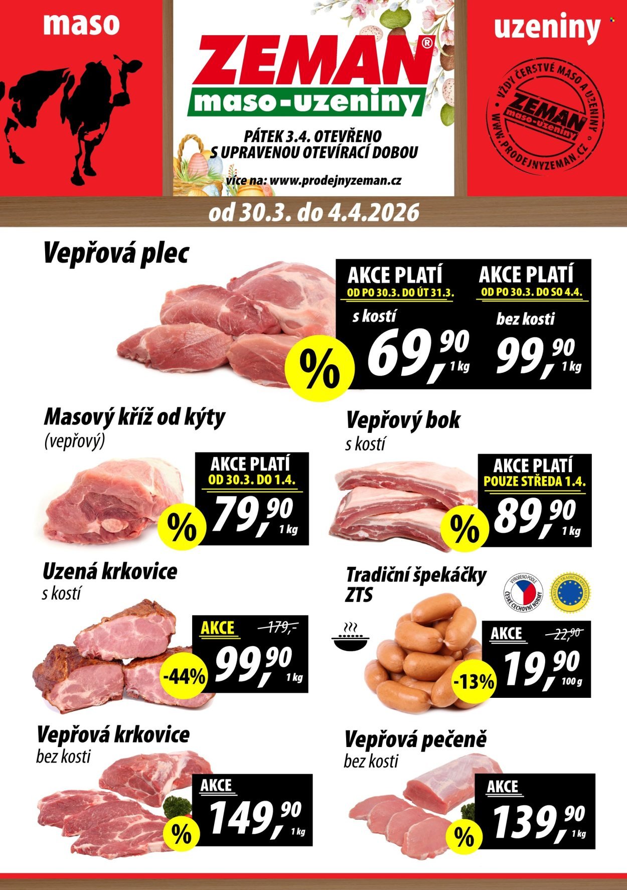 ZEMAN MASO-UZENINY leták - Od pondělí 30.3.2026 (2026-03-30 - 2026-04-04)