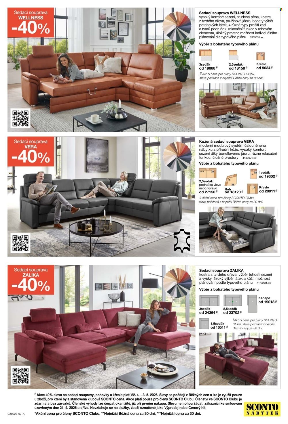 SCONTO NÁBYTEK leták - -40% na sedací soupravy, pohovky, křesla (2026-04-22 - 2026-05-19)