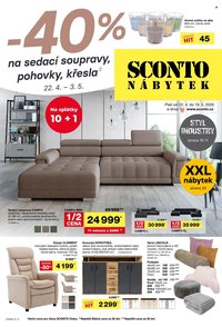 SCONTO NÁBYTEK leták - -40% na sedací soupravy, pohovky, křesla (2026-04-22 - 2026-05-19)