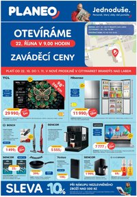 PLANEO ELEKTRO leták - Dne 22.10. otevíráme zbrusu novou prodejnu v Brandýse nad Labem