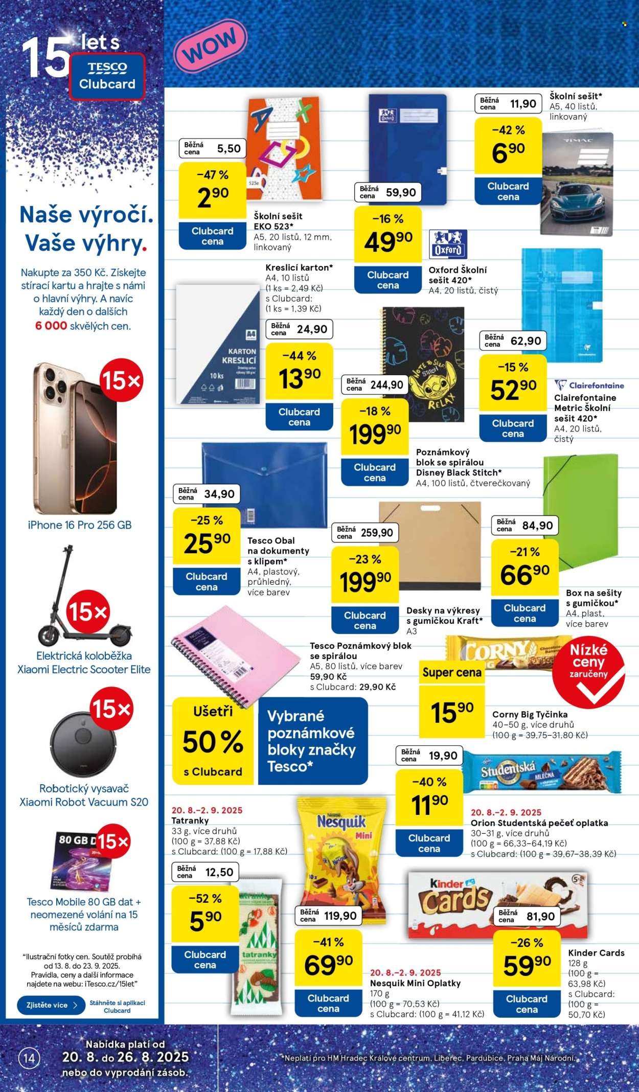 TESCO leták - 15 let s Clubcard (2025-08-20 - 2025-08-26)