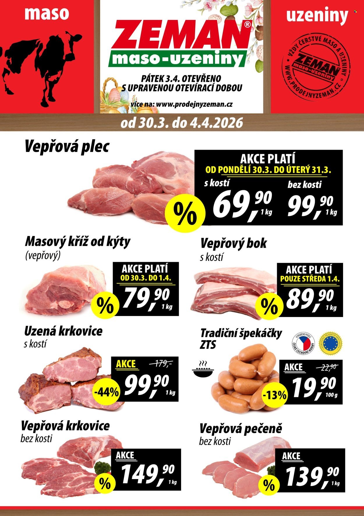 ZEMAN MASO-UZENINY leták - Od pondělí 30.3.2026 (2026-03-30 - 2026-04-04)