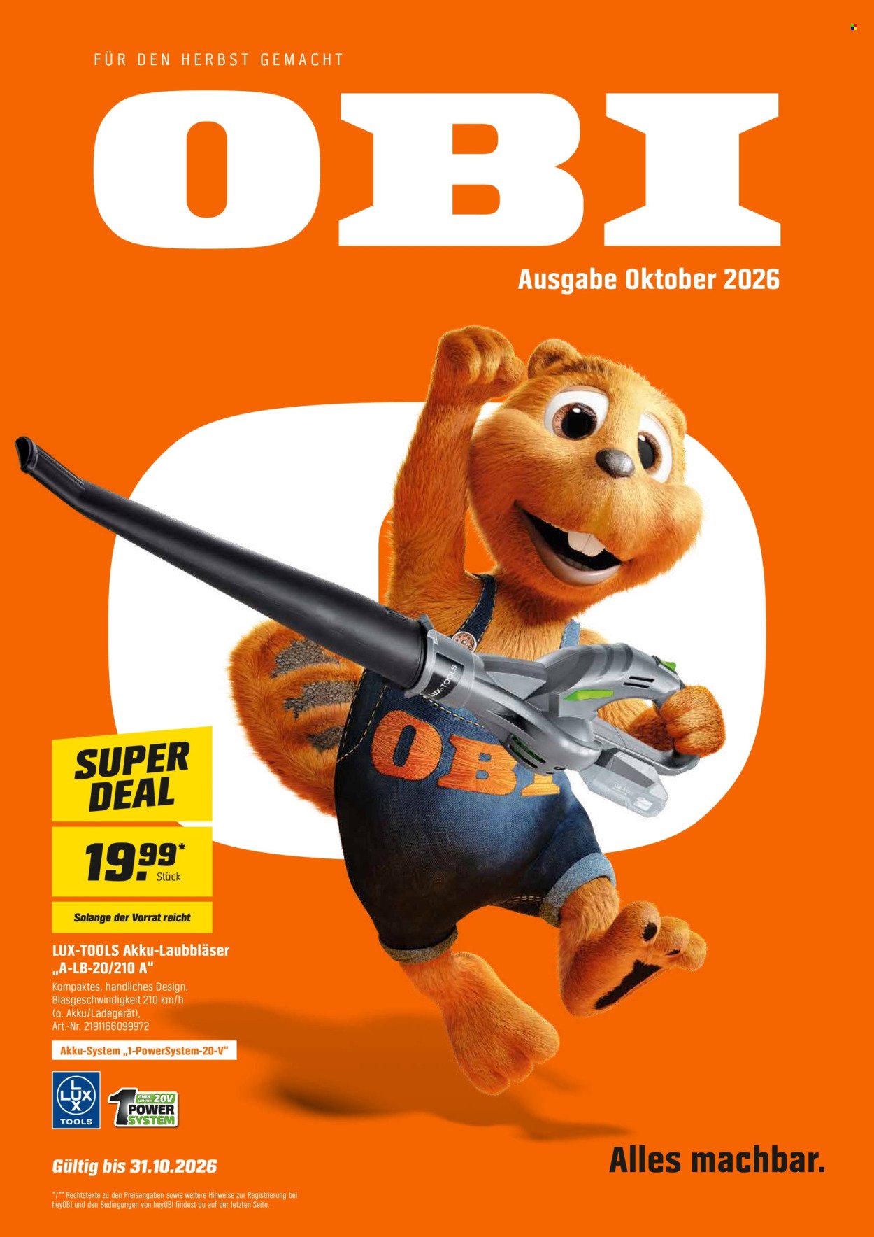 OBI Prospekt - Ab Donnerstag 1.10.2026