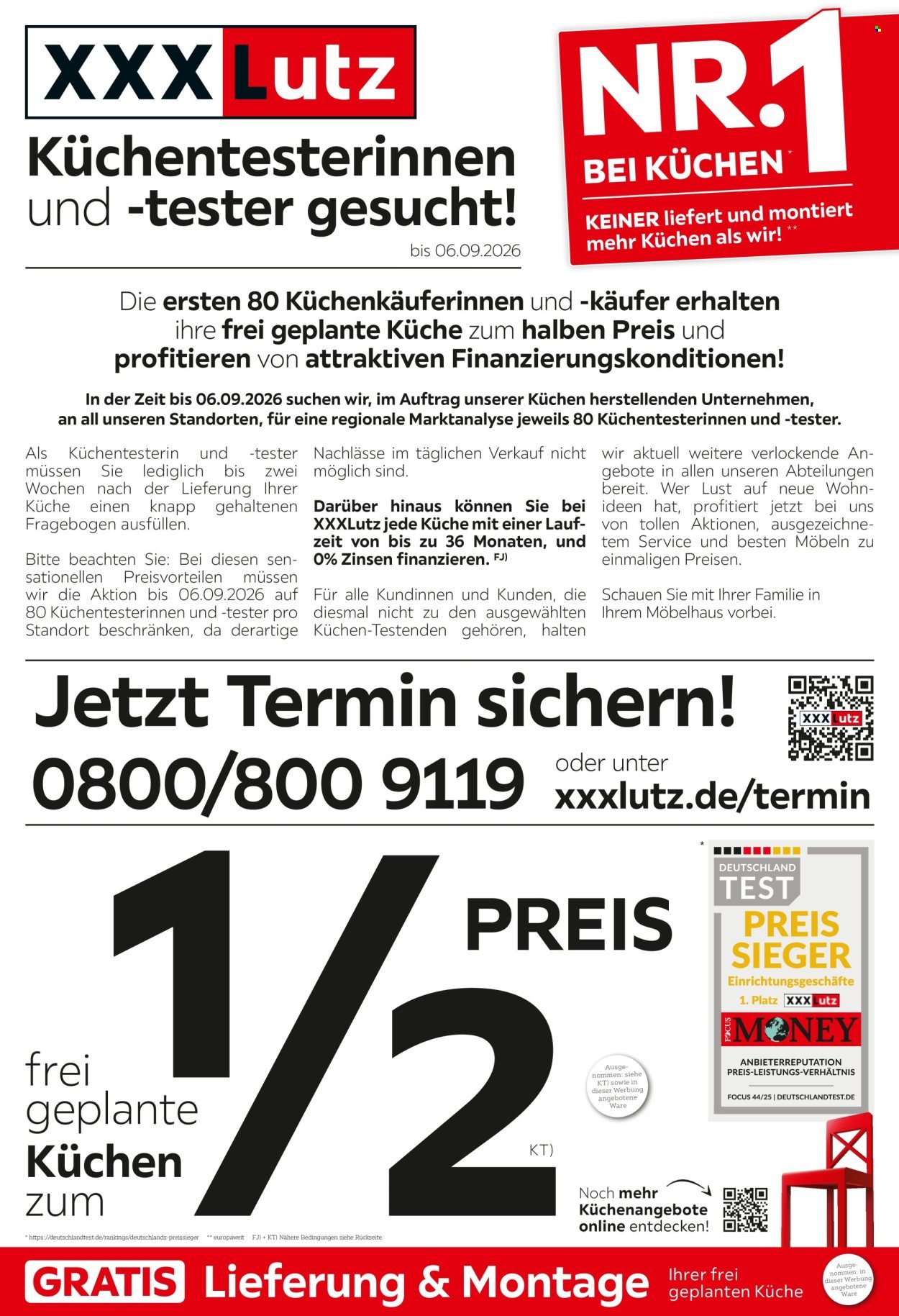 XXXLUTZ Prospekt - Küchentesterinnen und -tester gesucht!