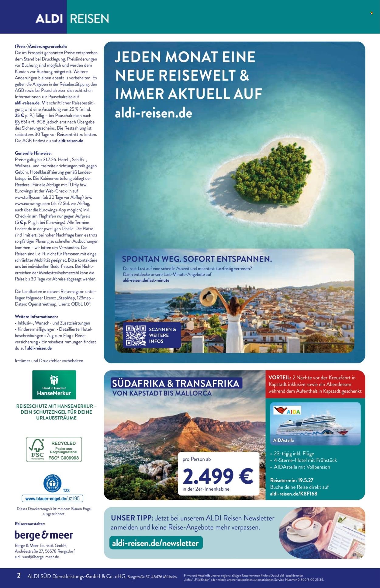 ALDI SÜD Prospekt - Reise-Highlights