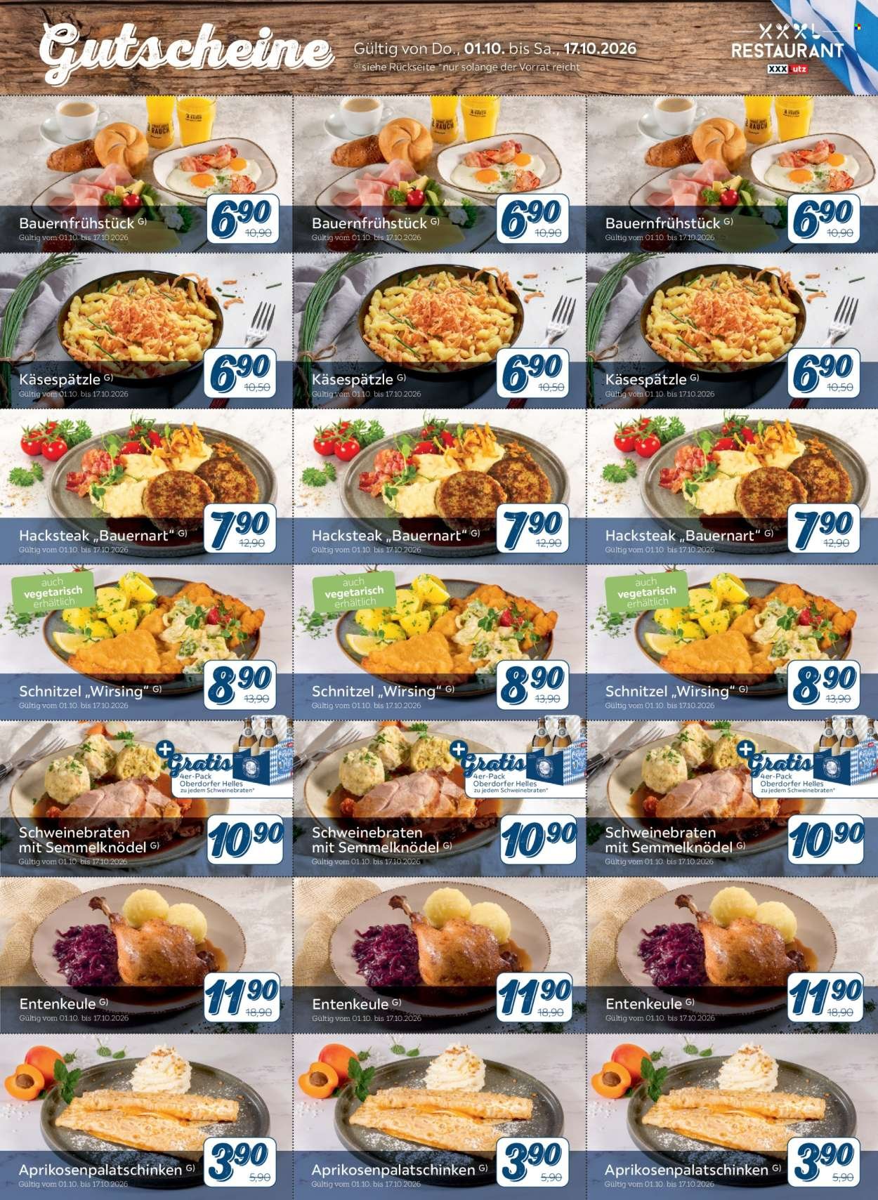 XXXLUTZ Prospekt - Restaurantgutscheine