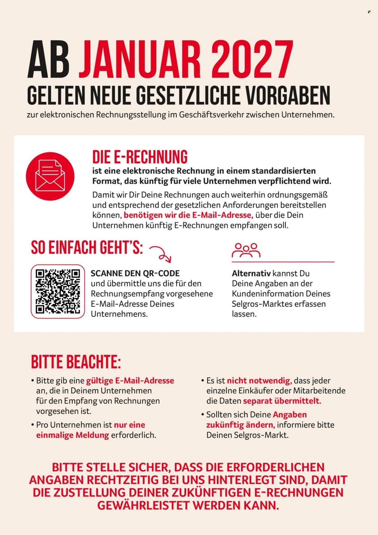 SELGROS Prospekt - E-Rechnungen