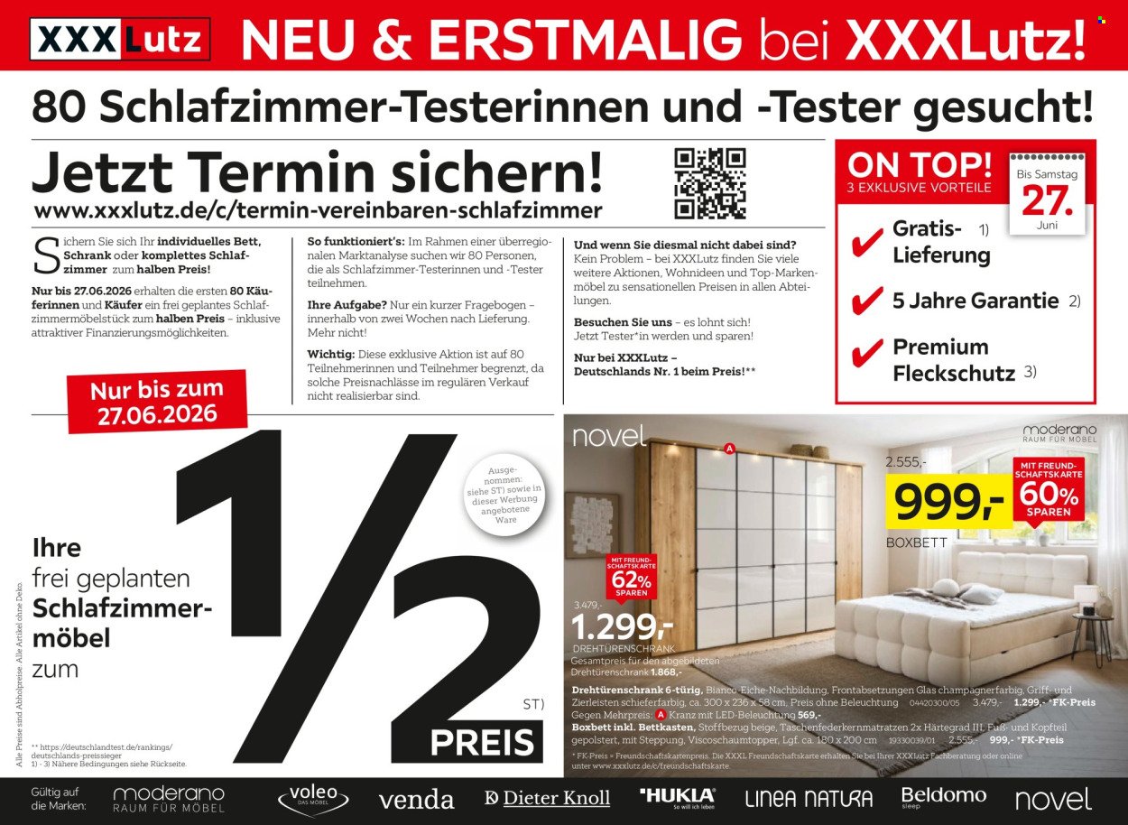 XXXLUTZ Prospekt - Schlafzimmertesterinnen und -tester gesucht!