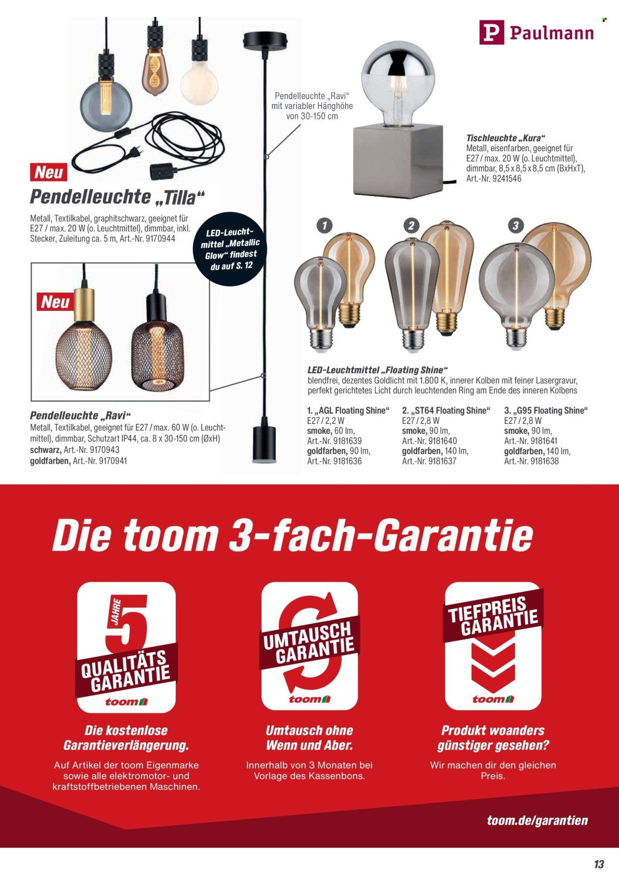 TOOM BAUMARKT Angebote - Leuchten & Tapeten