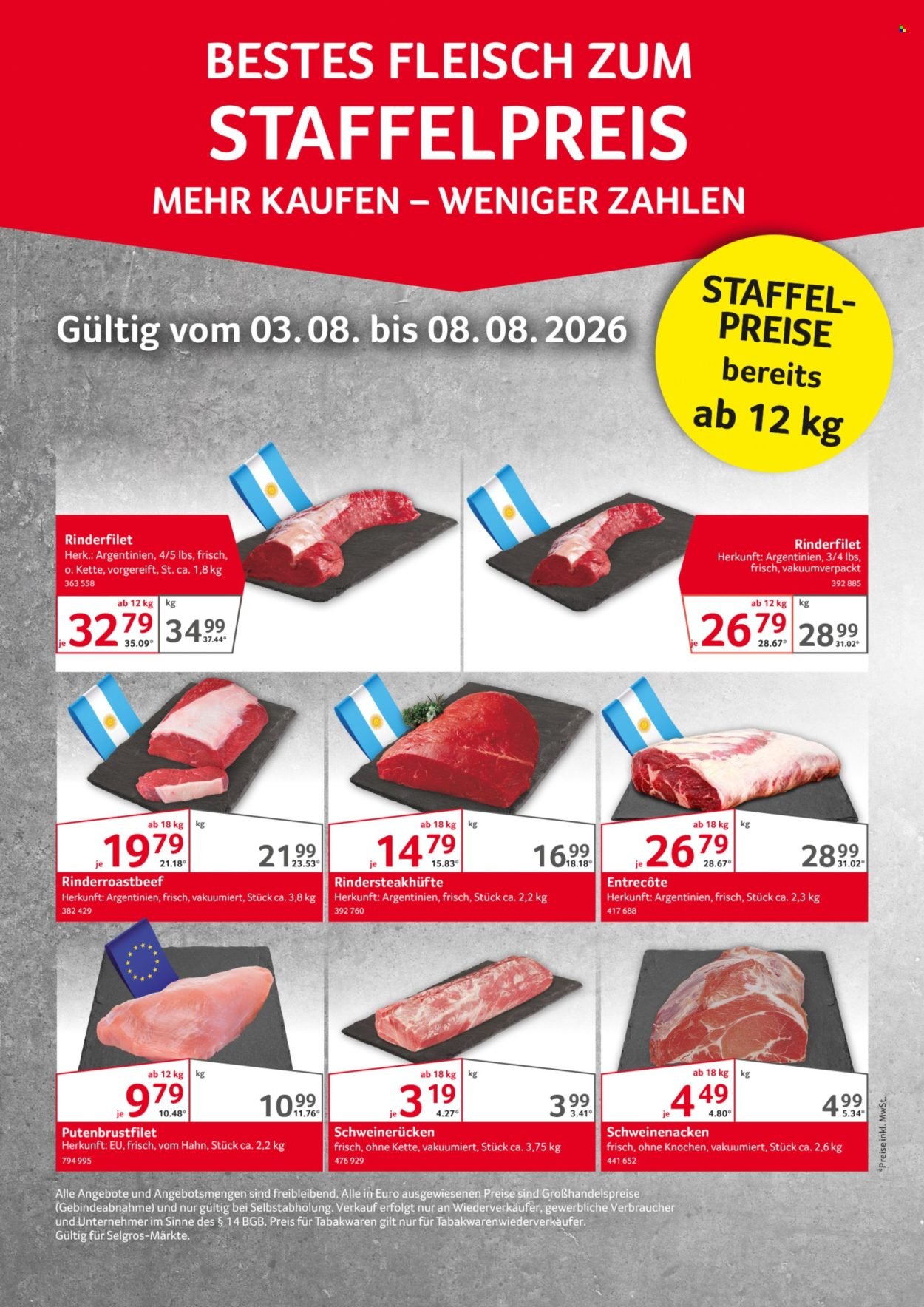 SELGROS Prospekt - Fleisch zum Staffelpreis
