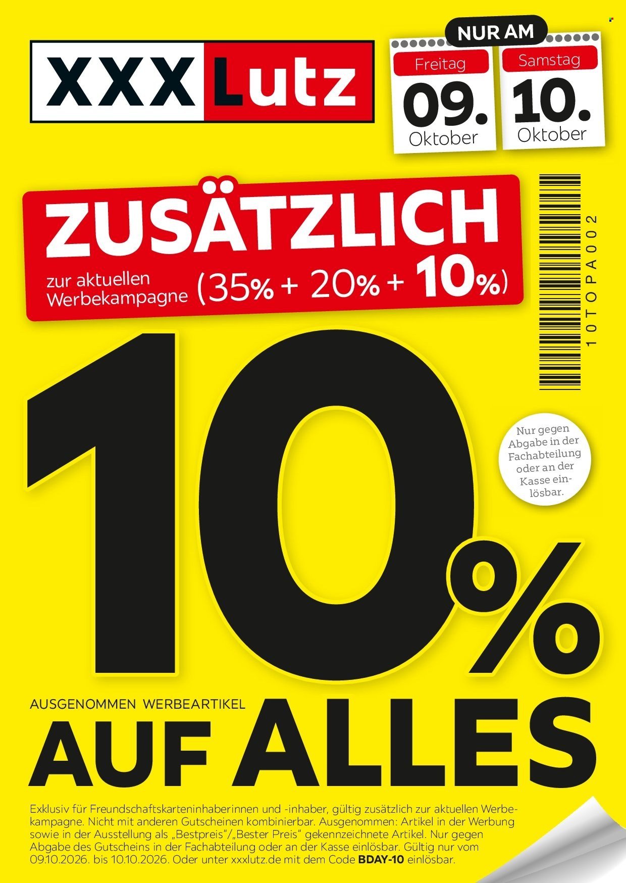 XXXLUTZ Prospekt - 10% auf alles außer Werbung
