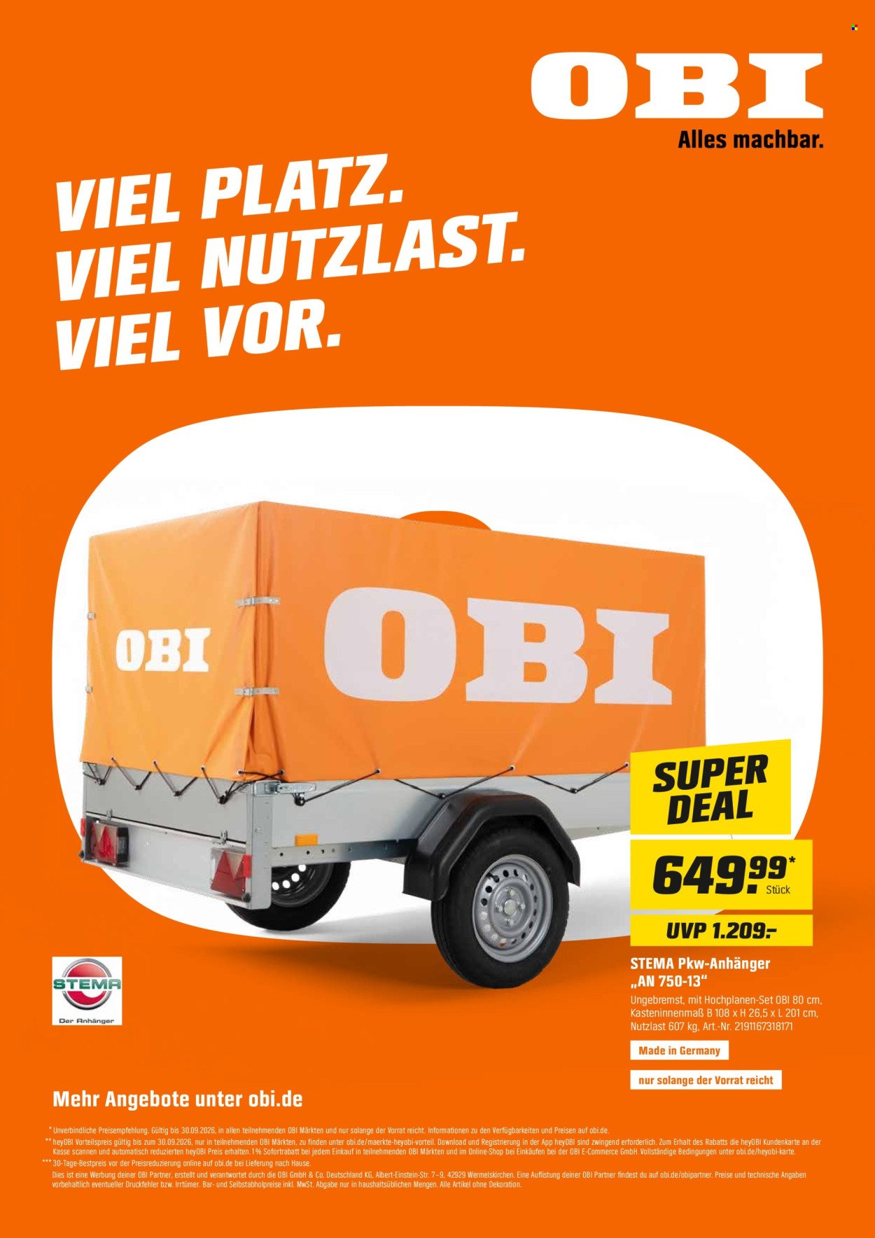 OBI Prospekt - Ab Dienstag 1.09.2026